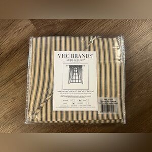 VHC Brands Sawyer Mill Charcoal Ticking Stripe Short‎ Panel Set 63x36 inches